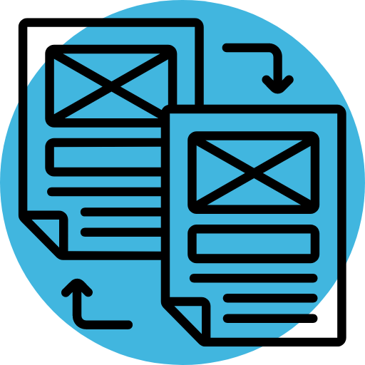 Ícone de fundo azul com dois documentos. Representa litispendência na arbitragem.