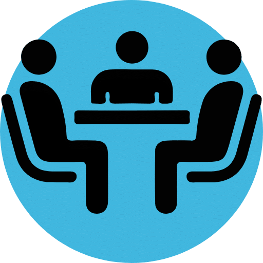 Ícone de pessoas em volta de uma mesa. Representa conflitos em empresa familiar.