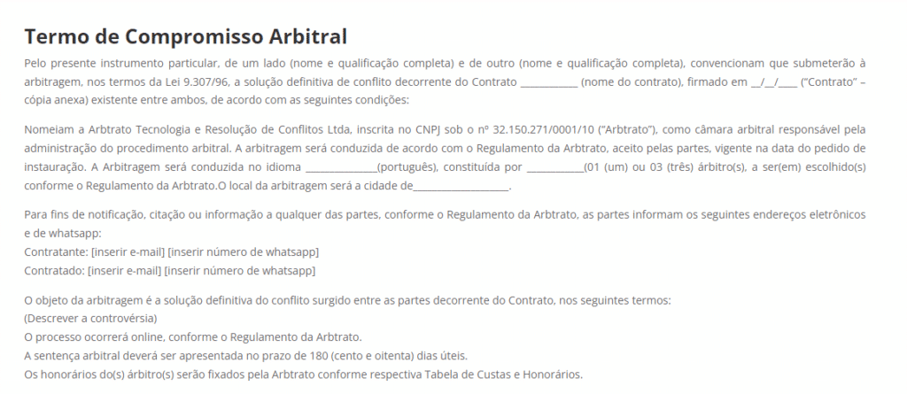 Imagem representando a lei de Arbitragem anexada.