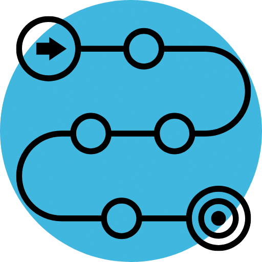 Ícone de fundo azul com seta e etapas. Representa os passos para iniciar um processo de arbitragem. 